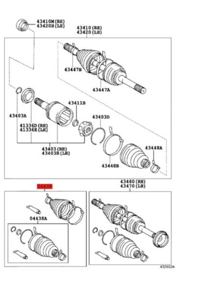 Front axle boot kit for Toyota Land Cruiser J10 (complete) - Original Toyota Land Cruiser