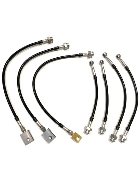 Stainless steel reinforced brake hose kit +10mm (black) Nissan Patrol gr Y61 (with abs) - Goodridge