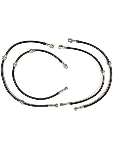 Kit de flexibles de frein en acier inoxydable renforcé +70mm (noir) Mitsubishi V60 - Goodridge