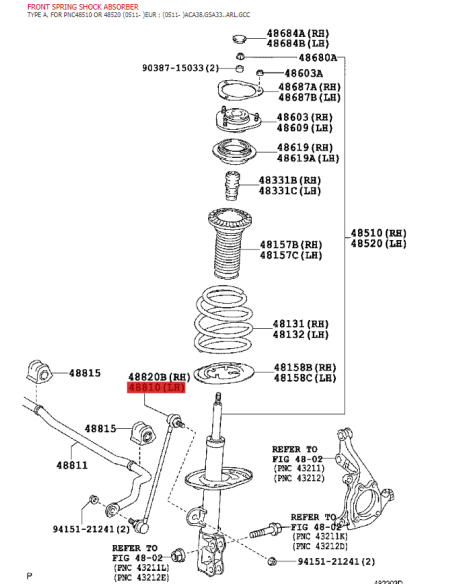 Bieleta barra estabilizadora delantera Rav4 (2005 a 2013) - Original Toyota Land Cruiser