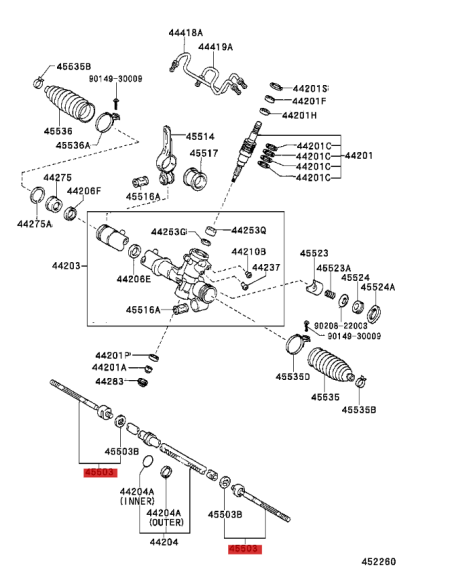 rótula axial cremalheira direção para Toyota Rav4 (2000 a 2003) - Original Toyota Land Cruiser