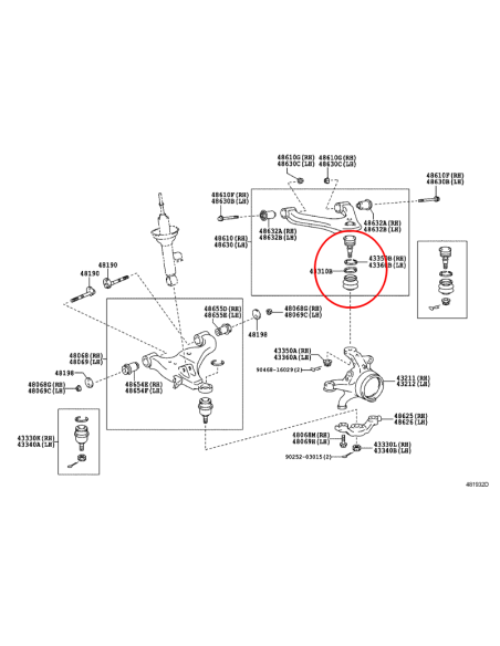 Rótula trapecio superior delantera Toyota Hilux (kun15 / kun25) - Pedders