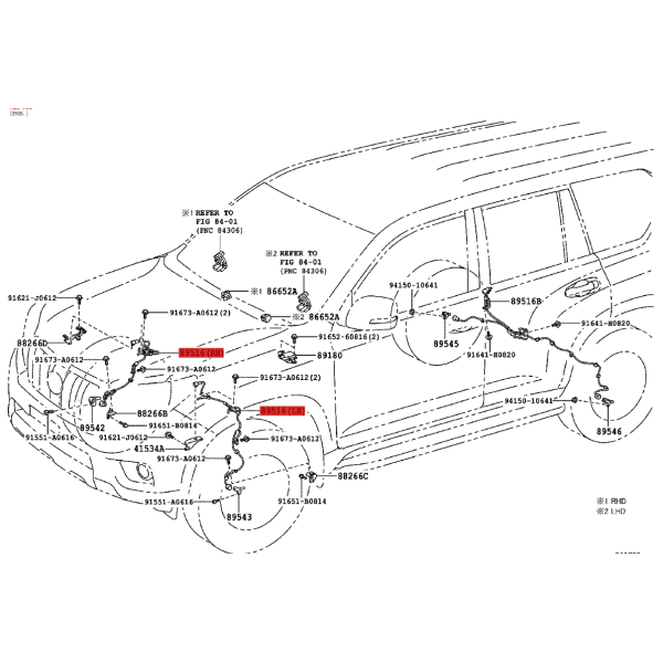 Cablatura ABS anteriore destra, Per Toyota Land...