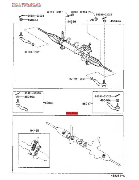 Steering rack repair kit for Toyota RAV4 (2000 - 2003) - Original Toyota Land Cruiser
