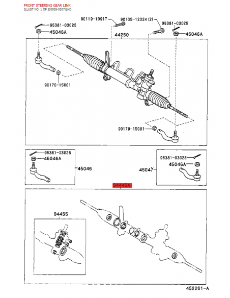 Steering rack repair kit for Toyota RAV4 (2003 - 2005) - Original Toyota Land Cruiser