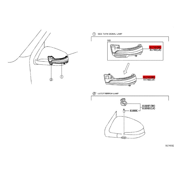 Blinker rechter Außenspiegel Toyota Hilux Revo...