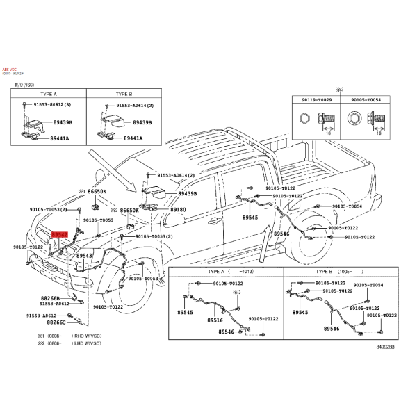 Fiação ABS dianteira direita para Toyota Hilux...