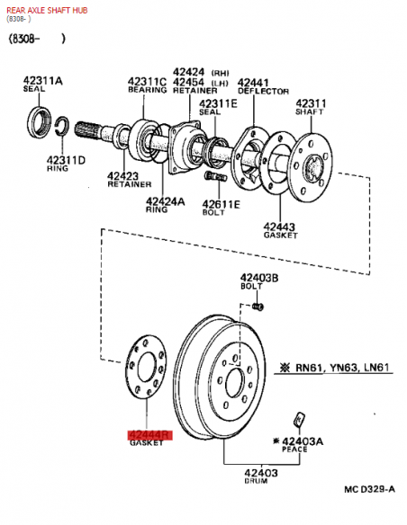 Joint de tambour de moyeu arrière, pour Toyota Hilux Vigo (avant 2008) - Original Toyota Land Cruiser