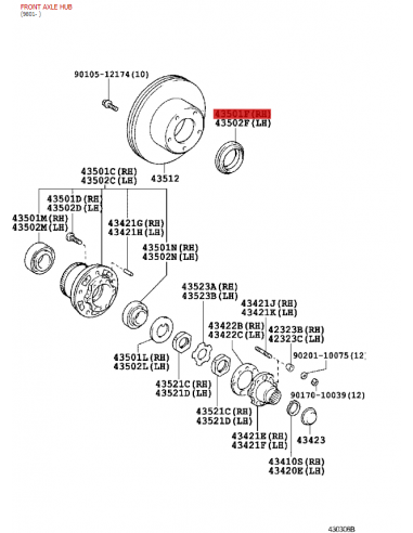Reten buje avant J10 - Original Toyota Land...