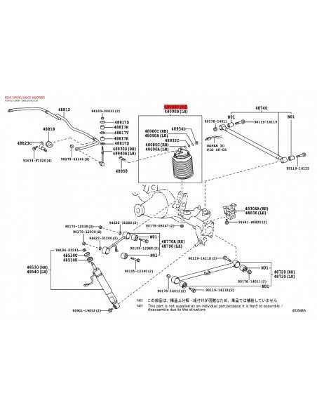 Ballooncino pneumatico posteriore destro per Toyota Land Cruiser J15 VXL - Originale Toyota Land Cruiser