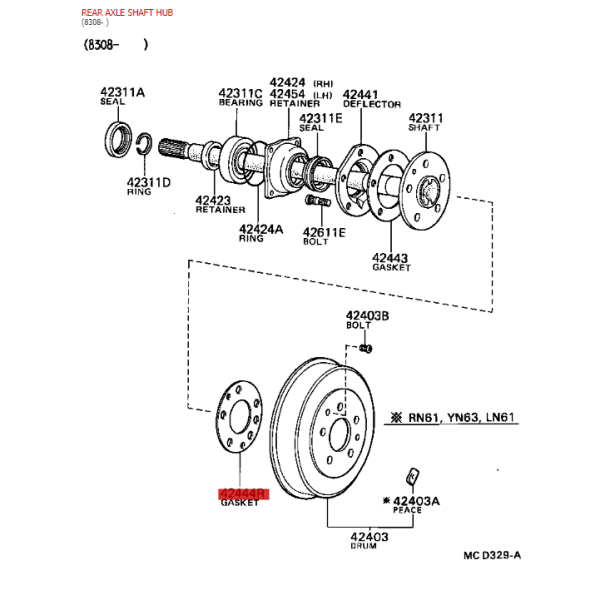 Assembly rear drum hub for Toyota Hilux Vigo...