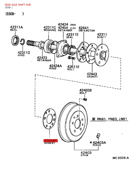 Junta tambor buje trasero Toyota Hilux Vigo (posterior 2008) - Original Toyota Land Cruiser