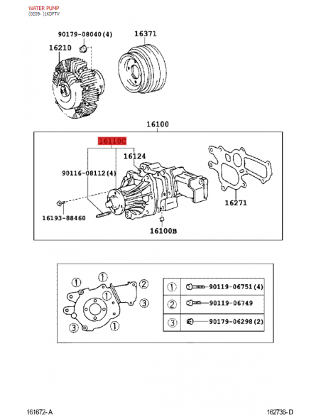 Water pump J7 / 9 / 12 / 15 (single) Original Toyota Land Cruiser