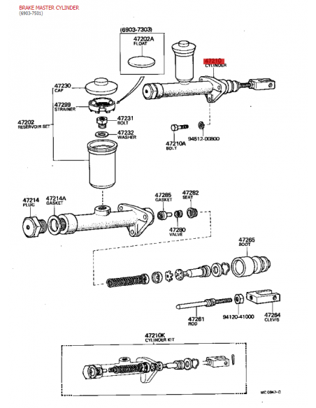 BRAKE MASTER CYLINDER J4 (prior to 07/1980) AISIN ORIGINAL TOYOTA
