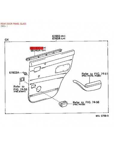 Interior glass panel channel set right rear...
