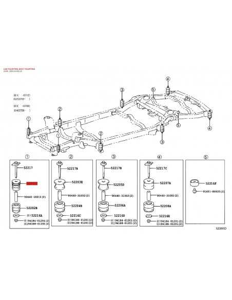 Silentblock carroceria nº1 delantero superior J12 / FJ cruiser - Original Toyota Land Cruiser