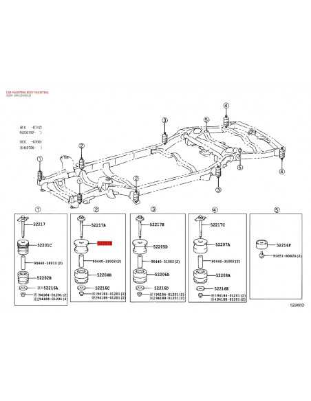 Silentblock carroceria nº2 superior J12 / FJ cruiser - Original Toyota Land Cruiser
