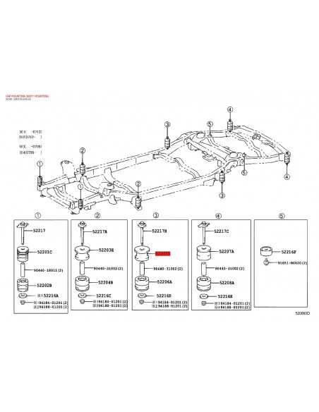 Silentblock body nº3 upper J12 / FJ cruiser - Original Toyota Land Cruiser