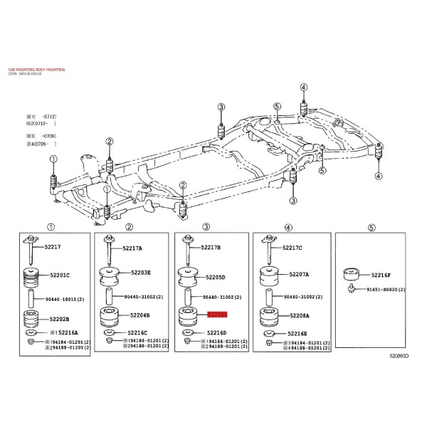 Silentbloc de carrosserie n°3 inférieur, Pour...