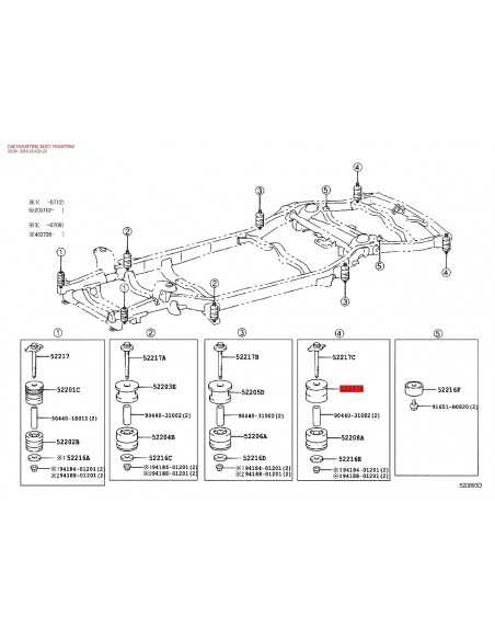 Silentblock carroceria nº4 superior J12 / FJ cruiser - Original Toyota Land Cruiser