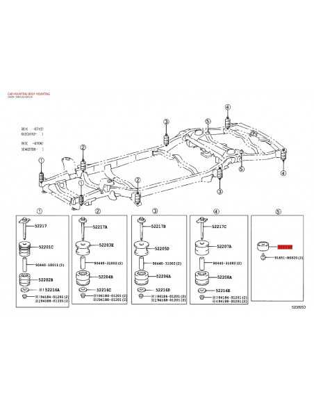 Silentblock body No. 5 For Toyota Land Cruiser J9/12 (5 doors) - Original Toyota Land Cruiser