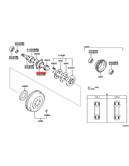 Rear axle bushing, for Toyota Hilux Revo - Original Toyota Land Cruiser
