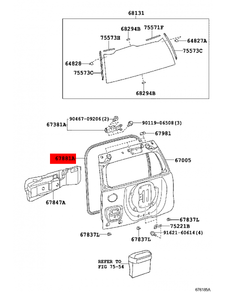 Complete rear door seal for Toyota Land Cruiser J15 - Original Toyota Land Cruiser