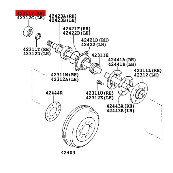 Reten palier intérieur arrière Toyota Hilux...