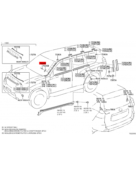 Befestigungsklammer für äußere Zierleiste der Frontscheibe Für Toyota Land Cruiser J15/20 - Original Toyota Land Cruiser