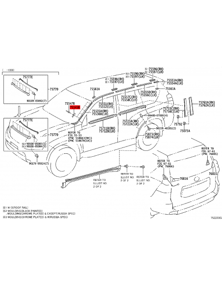 Grampo Moldura exterior vidro dianteiro Para Toyota Land Cruiser J15 - Original Toyota Land Cruiser