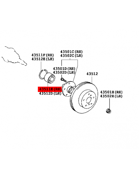 Cuscinetto mozzo anteriore per Toyota Rav4 (2000 a 11 / 2005) - Originale Toyota Land Cruiser