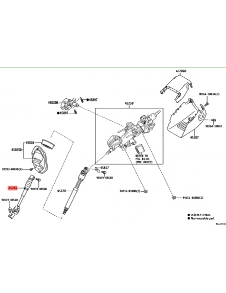 Steering column for Toyota Land Cruiser J15 lower intermediate n-2 - Original Toyota Land Cruiser