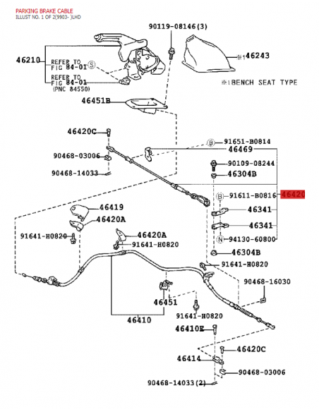 Câble de frein à main J10 (n-2) - Original Toyota Land Cruiser