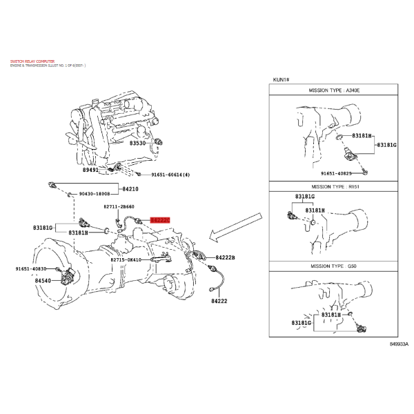 Indicator input n - 3 transfer case J9 / FJ /...
