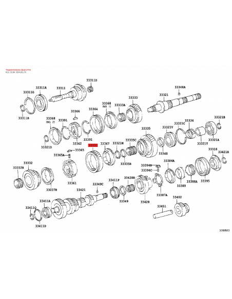 Anel de marcha a ré caixa de câmbio J9 / 12 (5 velocidades) - Original Toyota Land Cruiser