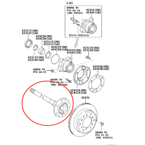PALIER TRASERO DERECHO/IZQUIERDO J12 (SIN BLOQUEO) ORIGINAL TOYOTA LAND CRUISER