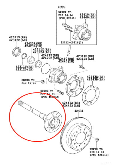 PALIER TRASERO DERECHO/IZQUIERDO J12 (SIN BLOQUEO) ORIGINAL TOYOTA LAND CRUISER