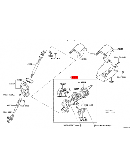 Colonne de direction J15 supérieure - Original Toyota Land Cruiser