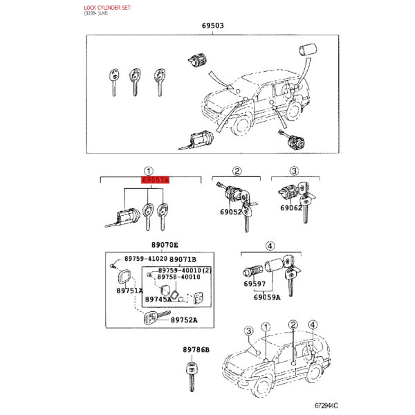Ignition lock, For Toyota Land Cruiser J12 -...