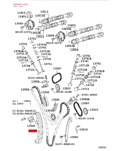 Guia tensor cadena distribucion N-2 J15 (GDJ)- Original Toyota Land Cruiser