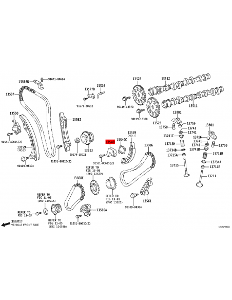 Tensor de cadena de distribución n.º 1 (motor 1GDFTV) para Toyota Land Cruiser J15 - Original Toyota Land Cruiser