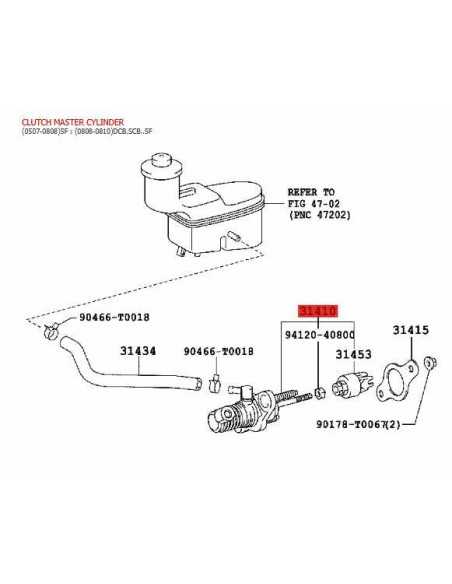 Maître-cylindre d'embrayage pour Toyota Hilux Vigo (2008 à 2011) - Original Toyota Land Cruiser