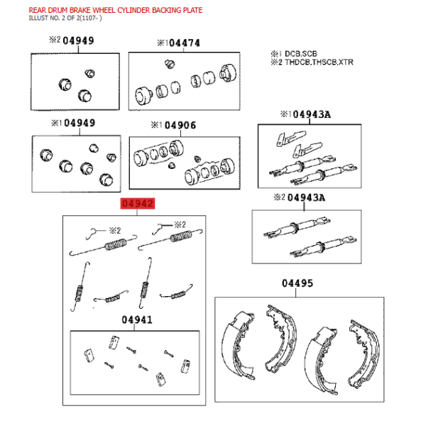 Kit di molle freno posteriore per Toyota Hilux...