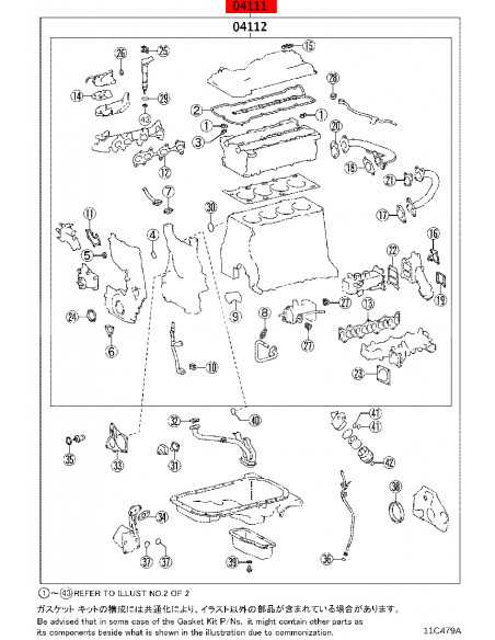 Kit de juntas motor completo para Toyota LC J15 (vom 08/2020 bis 05/2022, Motor 1GDFTV) - Original Toyota Land Cruiser