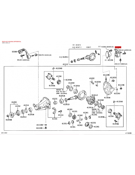 supporto differenziale posteriore n-2 per Toyota Rav - 4 - Originale Toyota Land Cruiser