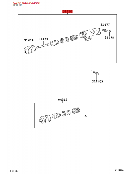 Clutch slave cylinder (6-speed), for Toyota Land Cruiser J12 - Genuine Toyota Land Cruiser