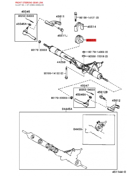 Unterstützung für das Lenkwellenlager J10 (vor 2002) - Original Toyota Land Cruiser