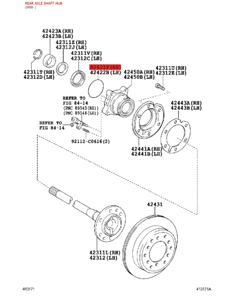 Tórica boccola posteriore Per Toyota Land Cruiser J12 / 15 / FJ Cruiser - Originale Toyota Land Cruiser