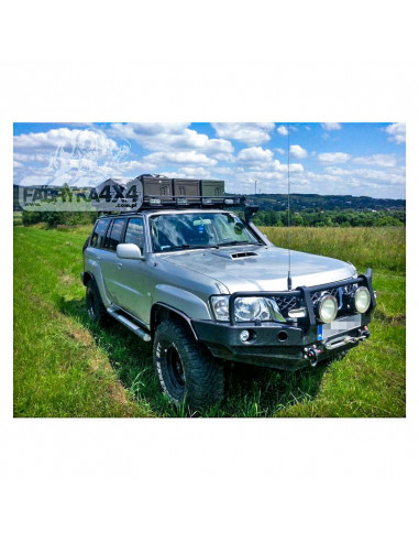 Stainless steel front bumper reinforced with rugged nissan patrol and 61 (05-12) - Fabryka 4x4