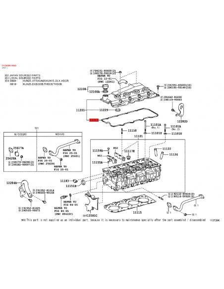 Junta da tampa de balancins para Toyota Hilux Vigo - Original Toyota Land Cruiser